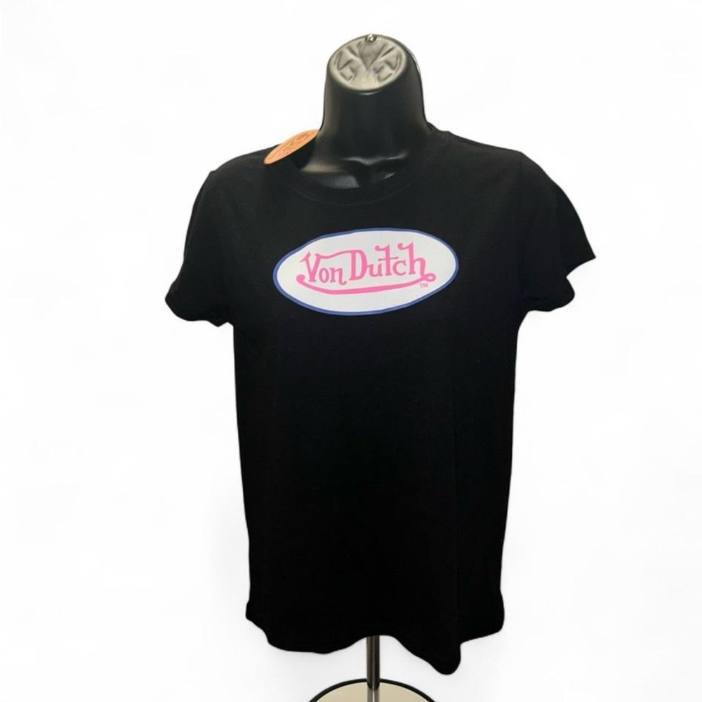 Von Dutch Black T-Shirt with Pink Logo